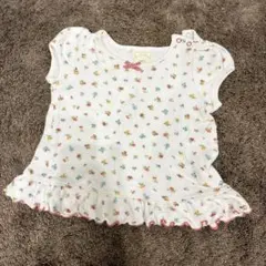 【送料無料】ジェラートピケ　半袖トップス　花柄　80-90cm