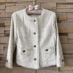 ノーカラーツイードジャケット