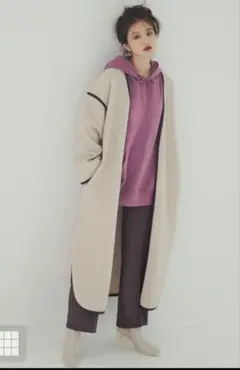 GRL グレイル リボンベルト付パイピングノーカラーコート 新品タグ付