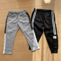 グレーと黒のストライプパンツ 2枚セット 110cm