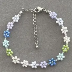 ブレスレット ハンドメイド 花 フラワー ビーズ パステル / ミルキーカラー