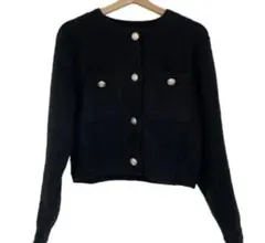 GRL ゴールドボタンショート丈ニットカーディガン　an1347 ブラック