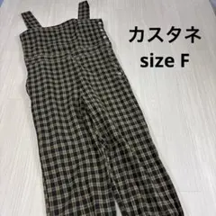 カスタネ　オーバーオール　チェック柄サロペットリネン　2way ブラック