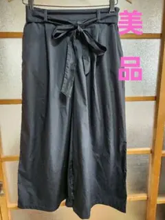 美品○ドレスキップ紺色リボン付きワイドパンツ LLサイズ