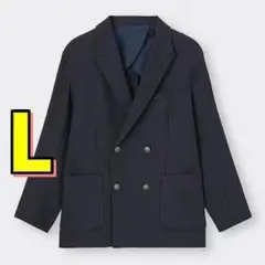 完売品 GU ダブルブレストブレザー 69NAVY ネイビー L