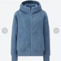新品UNIQLO ユニクロ ブロックテック ボア フリース パーカ ブルー XL