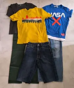 140 Tシャツ ロンT スキニージーンズ カーゴパンツ セット