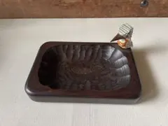 木彫工芸　小物入れ　おつまみ入れ　鳥　やませみ　未使用品　▼