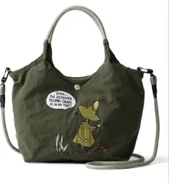 ムーミン刺繍トートバッグ オリーブグリーン