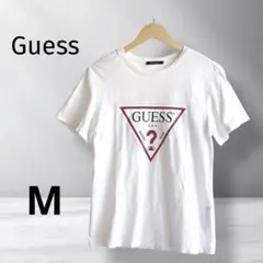 【ゲス】 GUESS 半袖Tシャツ 袖丈20cm ホワイト M ロゴプリント 綿のサムネイル