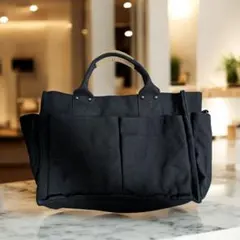 トートバッグ 2way ショルダー ブラック キャンバス エコバッグ 通勤