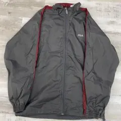 古着 FILA フィラ ジップアップ ナイロンジャケット M グレー