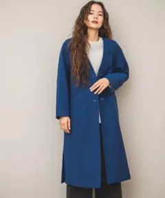 【美品】ニコアンド ロングコート 青 アウター 秋冬