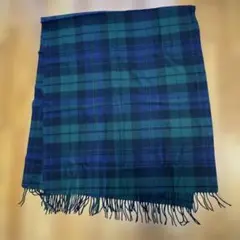 緑と青のチェック柄ストール