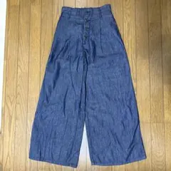 GU ジーユー ライトデニム ワイドパンツ Mサイズ インディゴブルー