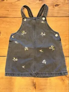 H&M 花柄　デニムサロペット　ジャンパースカート74