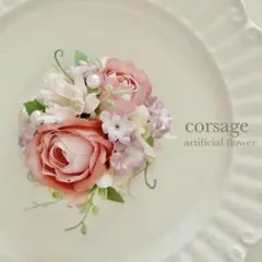 2way春色コサージュ ピンクローズ×小花 入学 卒業 発表会 髪飾り ブローチ