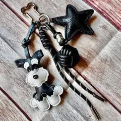 じゃらじゃらキーホルダー シュナウザー 黒 存在感 犬 バッグチャーム カラビナ