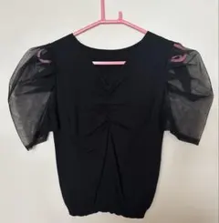 GRL ブラック シースルー袖 トップス