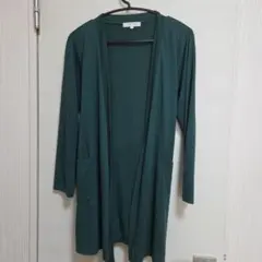 薄手　ロングカーディガン　グリーン