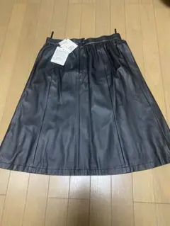 東京スタイル 合成皮革 スカート 11号 ブラック 丈58cm