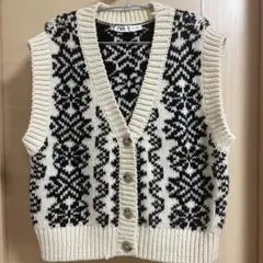 ZARA ノルディック柄ニットベスト Lサイズ