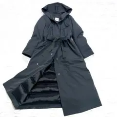 【極美品】インディヴィ　NCRソフトタフタ　フーデッドダウンコート ブラック S