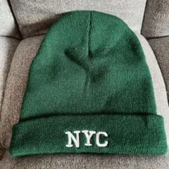 緑色 NYC刺繍 ニット帽