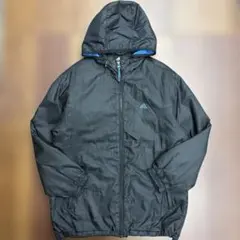 adidas 中綿ナイロンジャケット 刺繍ロゴ オリジナルス 古着 黒 Lサイズ