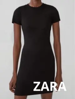 ZARA リブニットTシャツワンピース