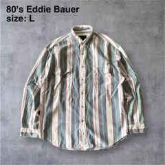 80's Eddie Bauer エディーバウアー ストライプシャツ　厚手