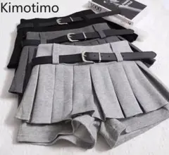 新品 ベルト付きプリーツミニスカートパンツ　インパン付き