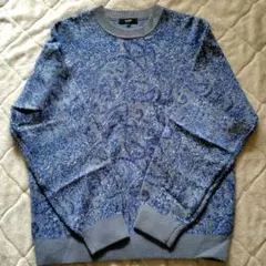 BEAMS HEART ビームスハート　ニット　ペイズリー柄　グレー✕ネイビー