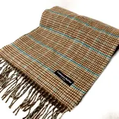 CASHMERE 上質 カシミヤ100％ チェック柄 マフラー フリンジ付き