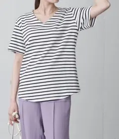 Chaco closet ボーダー Vネック Tシャツ