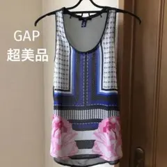 【新品未使用】Gap/シフォン素材のスカーフ風柄ノースリーブ/xxs
