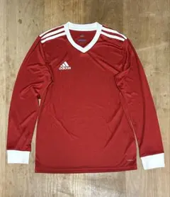 adidas 赤 長袖 Vネックシャツ