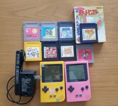GBポケット（動作確認済とジャンク各１ずつ)カセットポケモン含む8個　バッテリー
