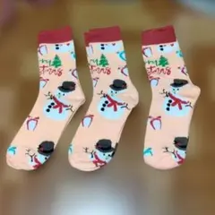 【まとめ売り】クリスマス柄ソックス⑫　雪だるま柄3足セット　新品未使用