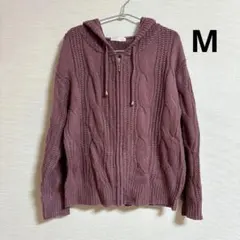 Flow and Fixture フルジップニットパーカー M ピンク