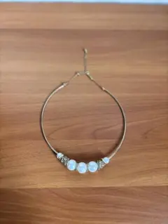 ゴールドチェーン パール風ビーズ ネックレス