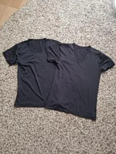 インナーシャツ Tシャツ 半袖 Vネック クルーネック ブラック 2枚セット