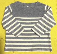 無印　ボーダーカットソー　80 グレー　トップス　長袖