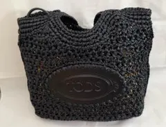 最終値下げ★極美品★TOD'S ラフィア＆レザー ショッピング バッグ ミニ