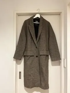 ZARA チェック柄　ロングコート
