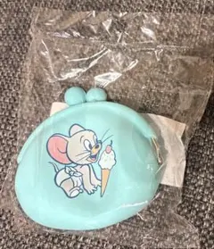 トムとジェリー　がま口財布　水色　シリコン製