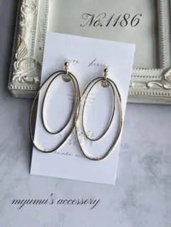 No.1186 ゴールド2連フープ シンプル ハンドメイドイヤリング ピアス