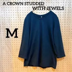 レディース 7分袖 カットソー Vネック　M 黒