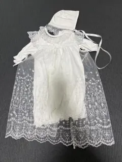 西松屋セレモニードレス ツーウェイドレスオール帽子付き 白　50-60