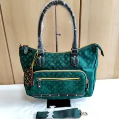 〈新品〉クリスチャンオリビエ　2wayショルダーバック　グリーン　総柄